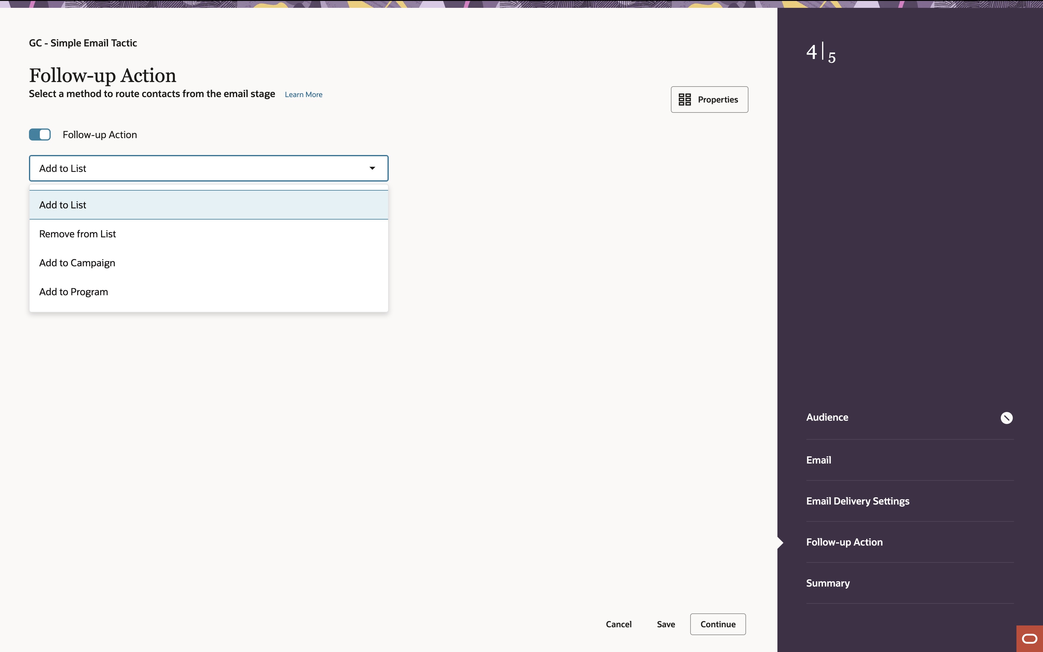 Eloqua Guided Campaign Actions
